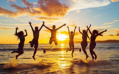 Joyful Beach Sunset
